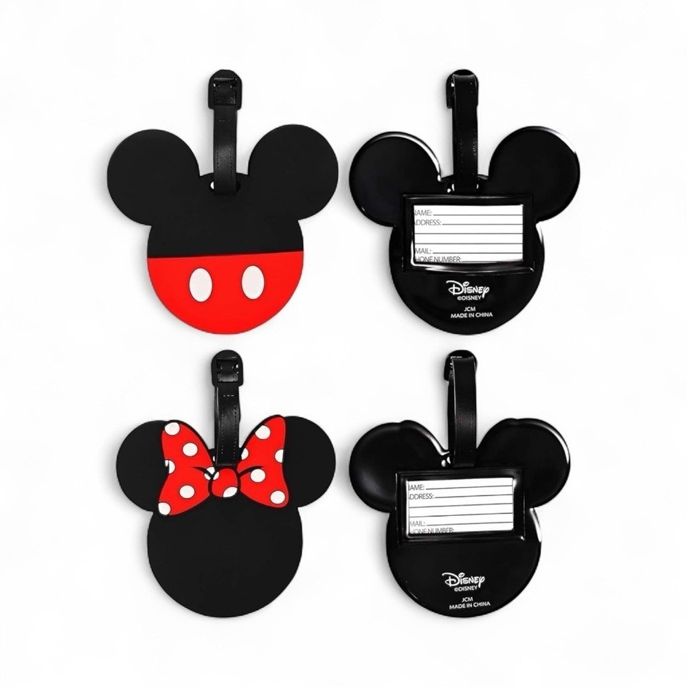 Disney Mickey & Minnie Mouse Luggage Tags 2-Piece Set NWT stocking stuffer - Picture 4 of 10